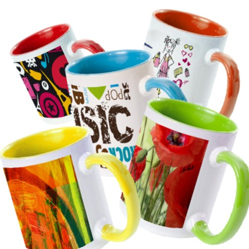 Tazza Bianca con Manico ed Interno Colorato in Ceramica