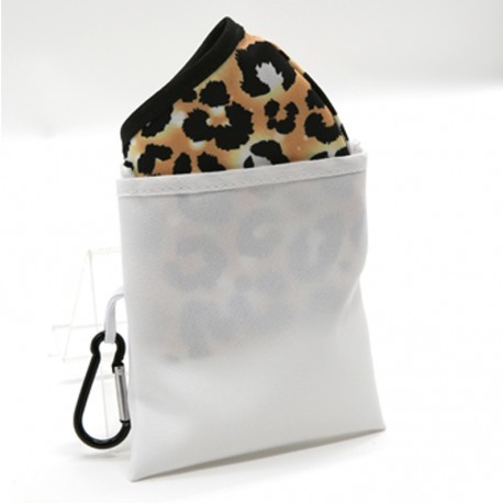 Porta Mascherina con Moschettone Poliestere Bianco