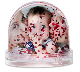 Photo Globe Con Cuoricini Rossi Fluttuanti All'Interno