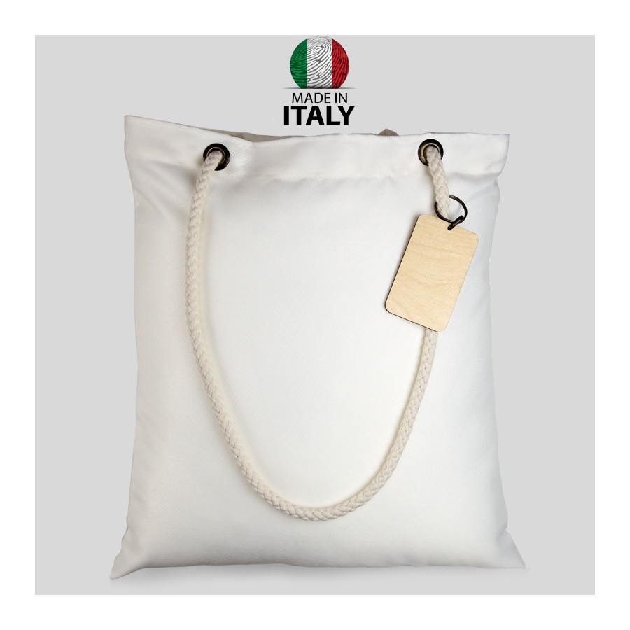 Borsa Shopper Urban con Badge Bianca 39x42 cm.