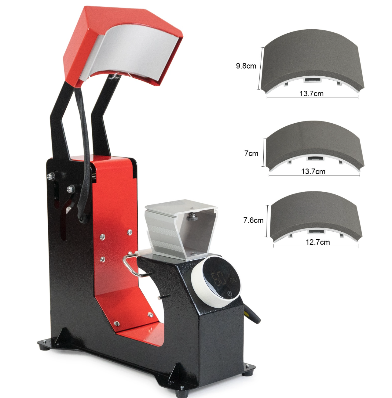 Termopressa elettrica totalemente automatica per cappellini con tensionatore - 3 piatti intercambiabili